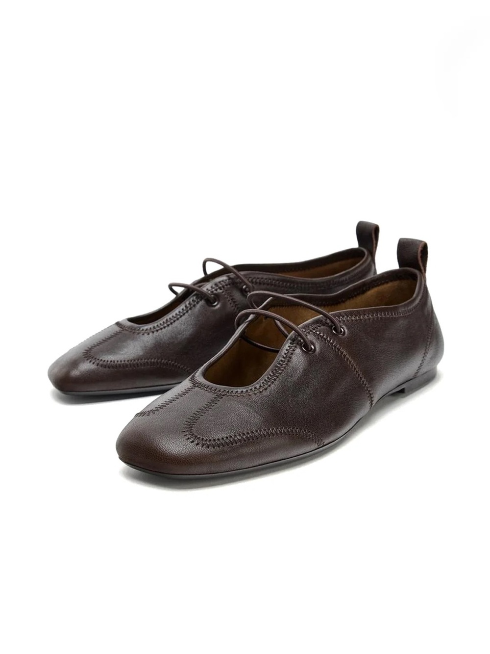 LEATHER LACE-UP BALLET FLATS